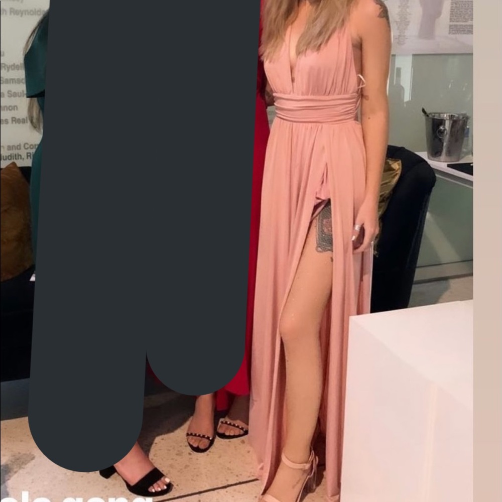 Blush pink plunge maxi dress